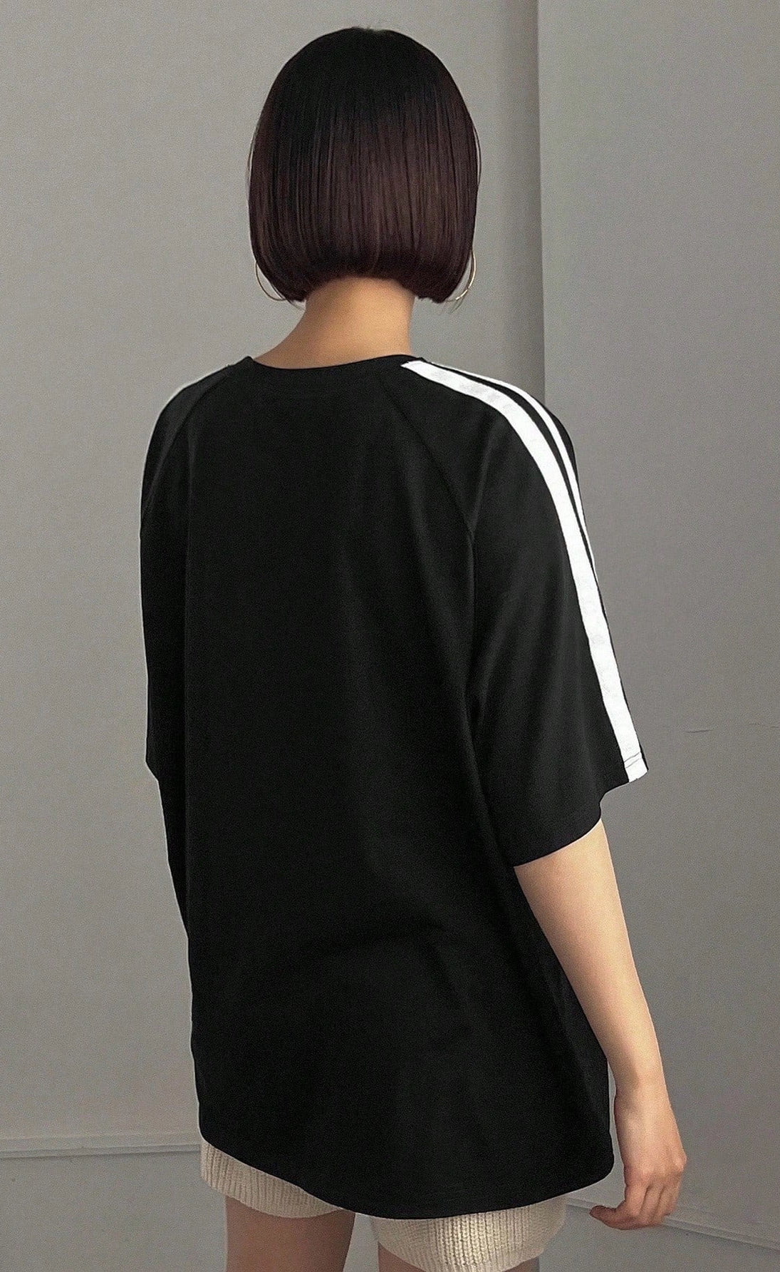 Oversized Stripe T-Shirt - Black