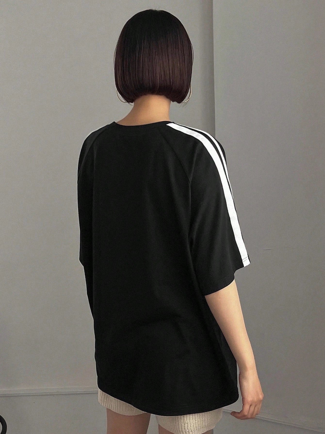Oversized Stripe T-Shirt - Black