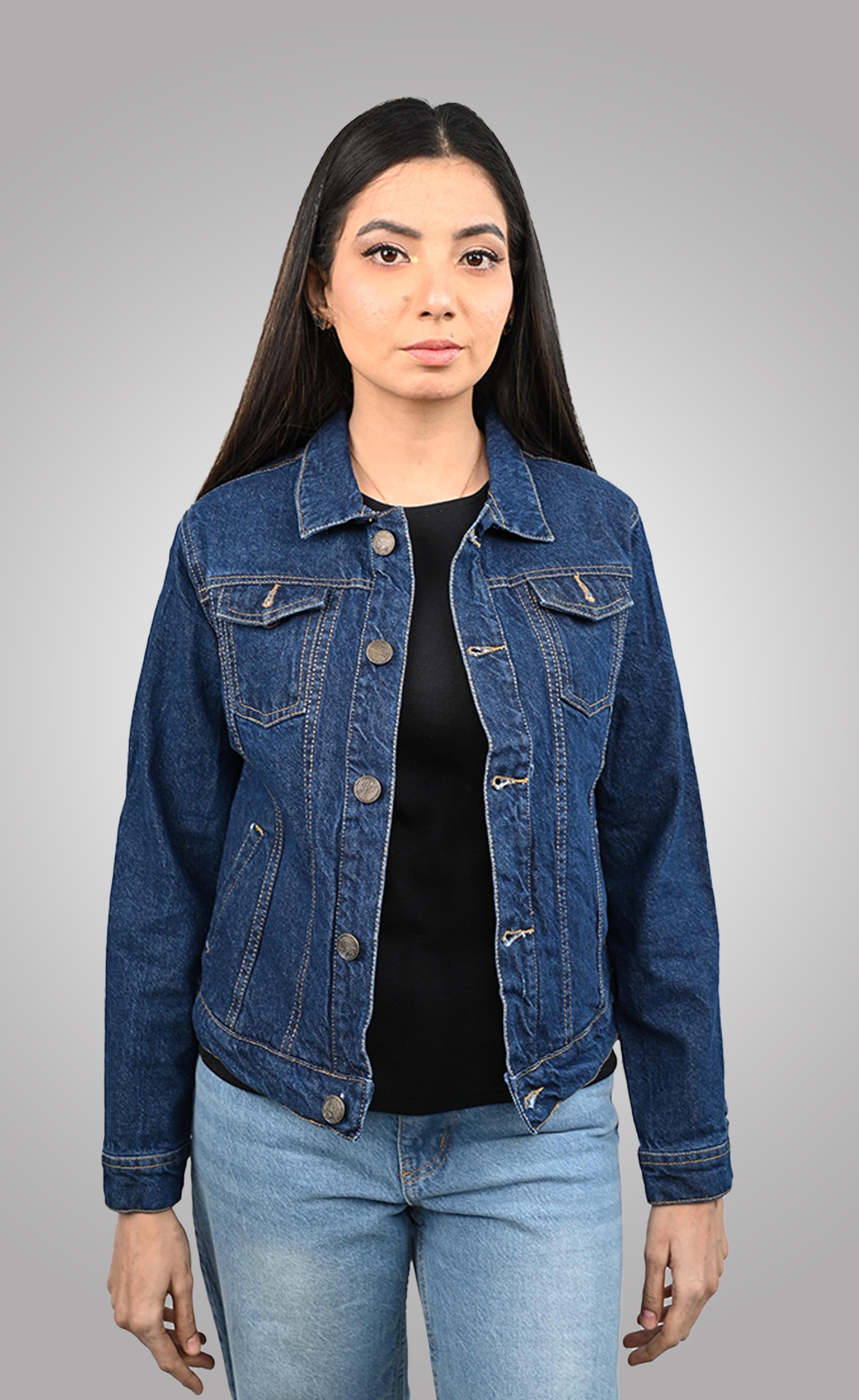 Classic Women's Denim Jacket | Dark Blue