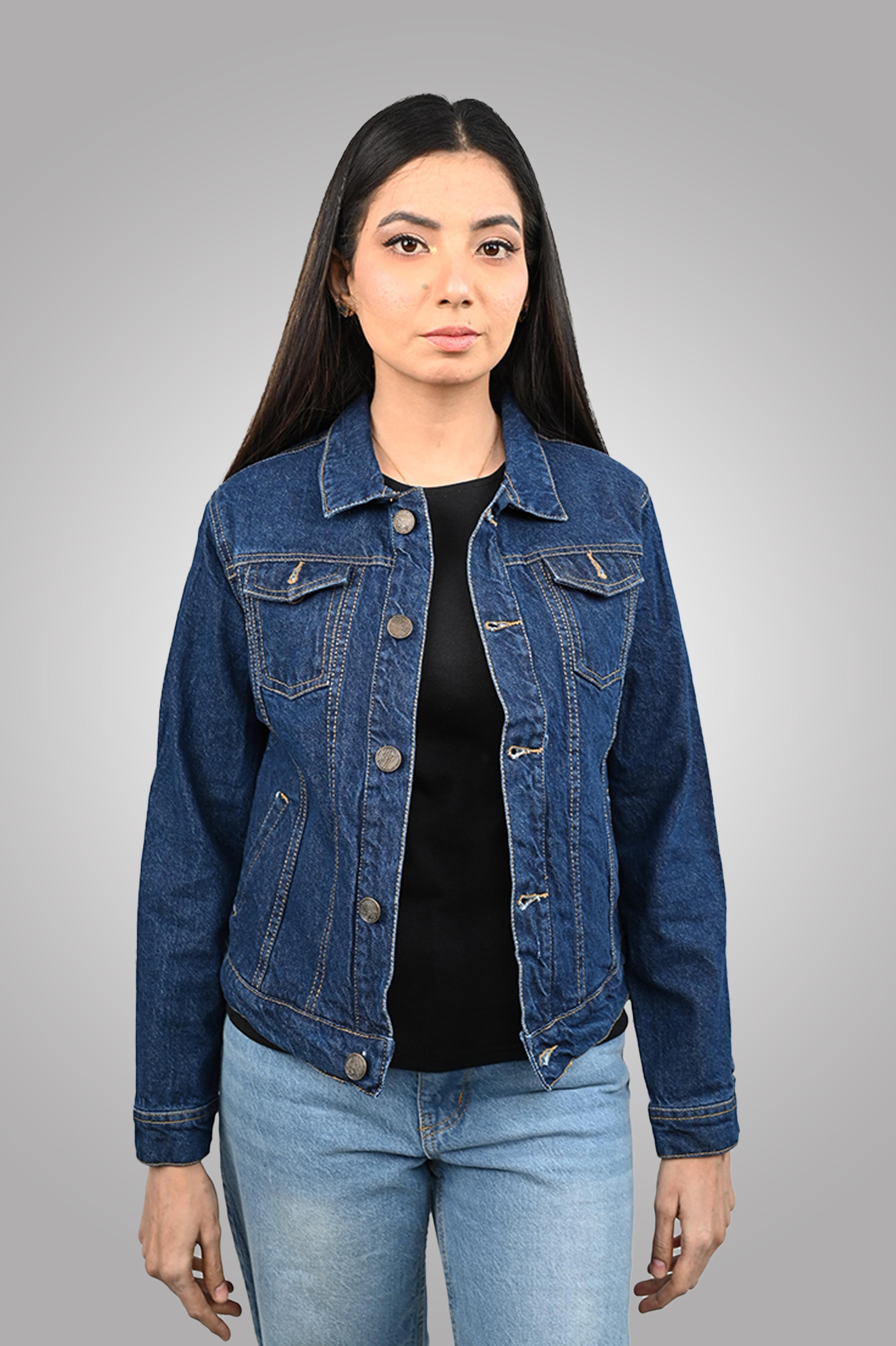Classic Women's Denim Jacket | Dark Blue