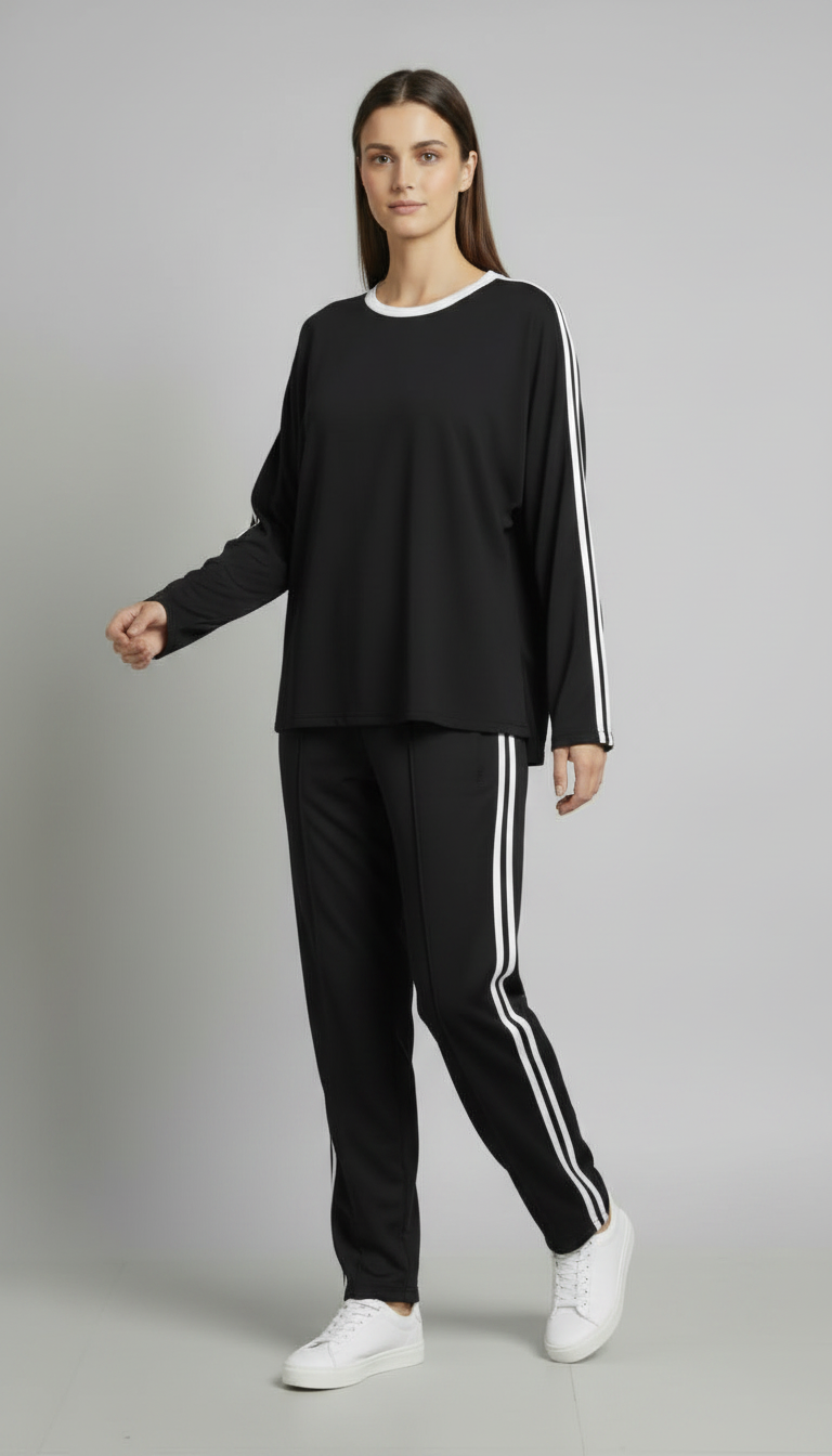 Striped Oversized Top | Black