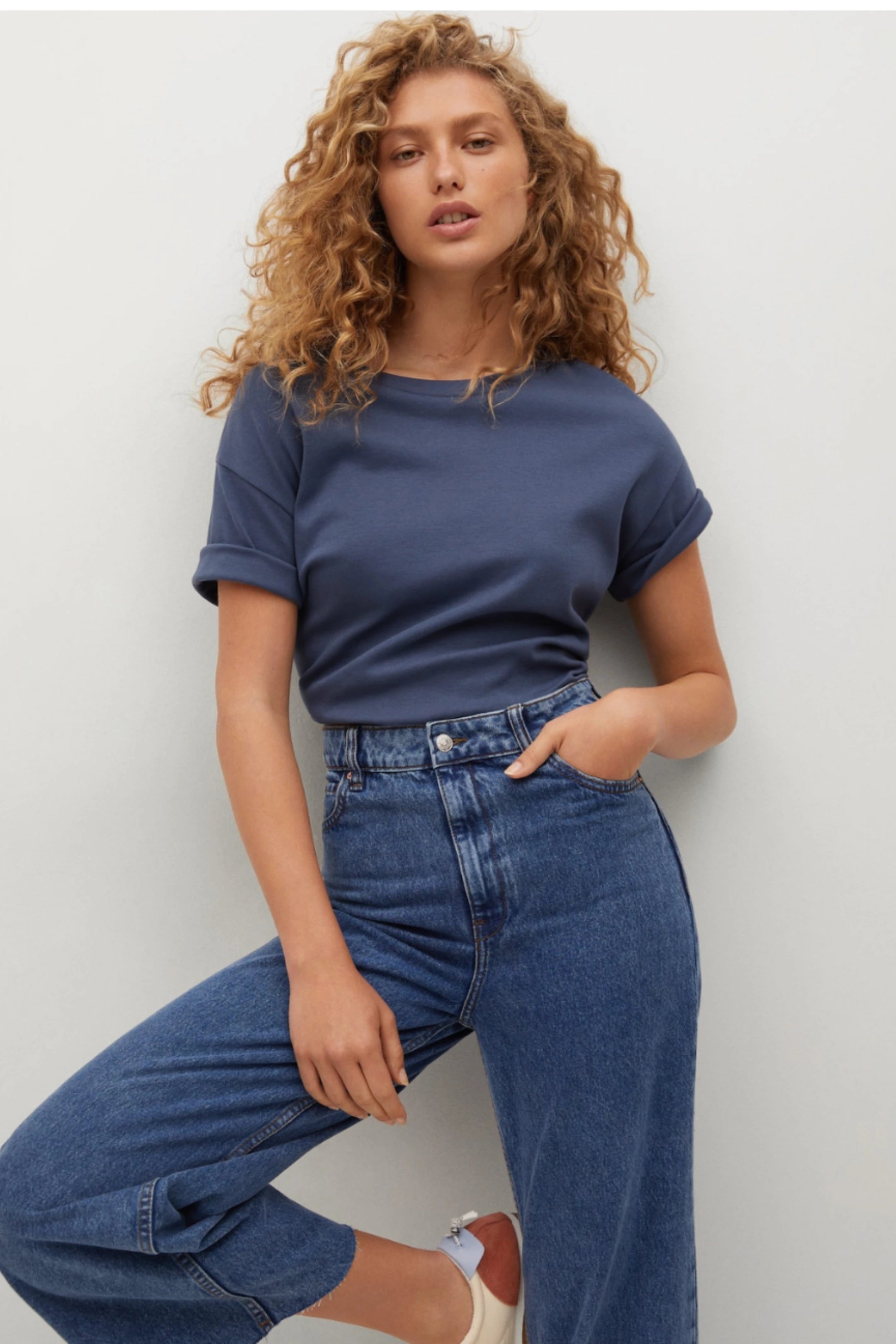 Mango Wide Leg Frayed Hem Jeans