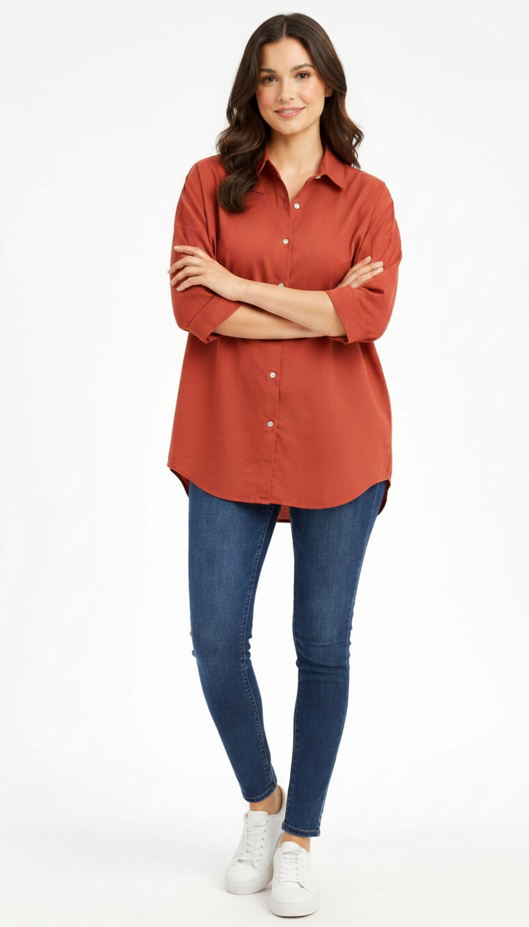 D600 Oversized Essentials Shirt – Mocha Brown