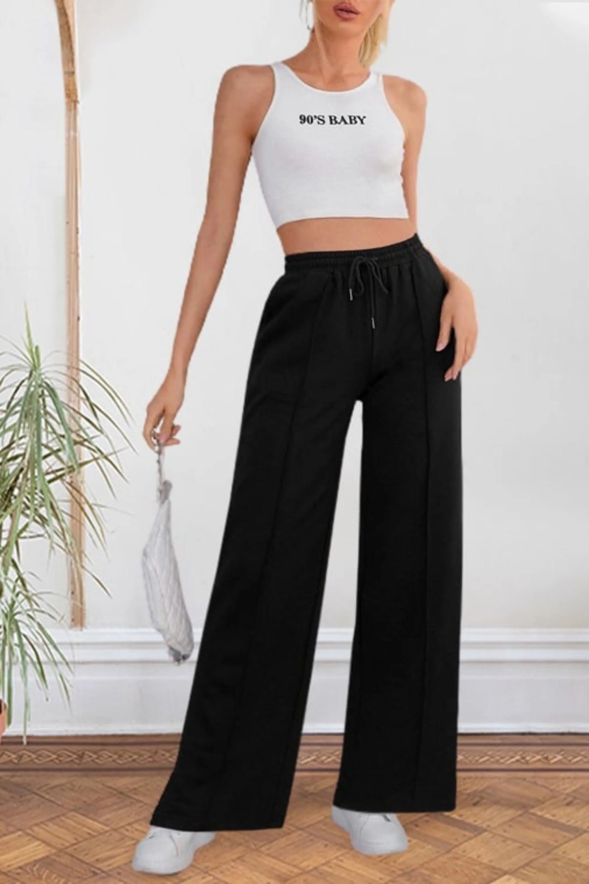 Wide Leg Sweatpants With Line