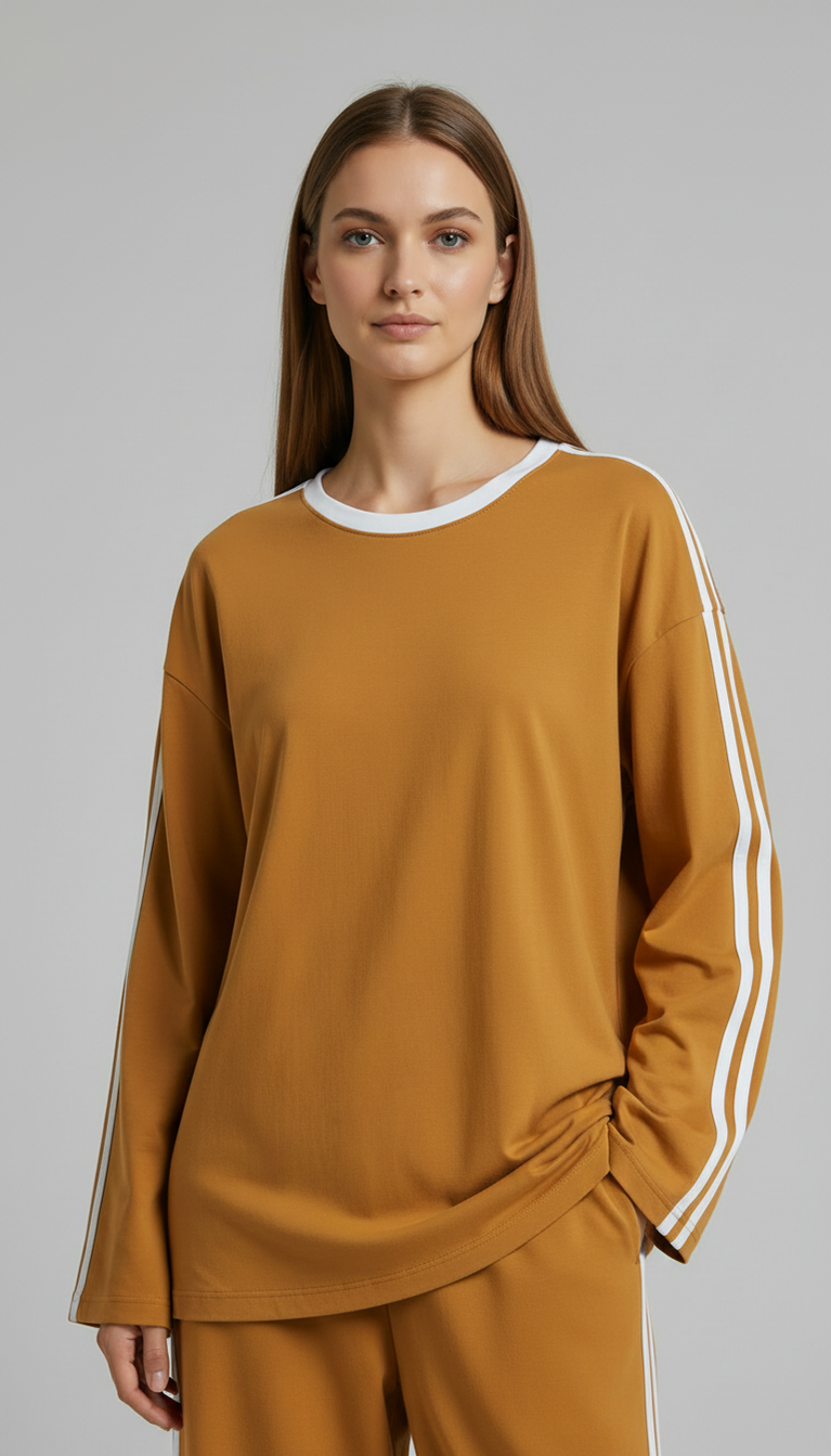 Striped Oversized Top | Mustard