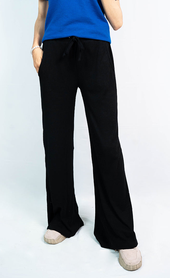 Black Wide Leg High-Waist Sweatpant