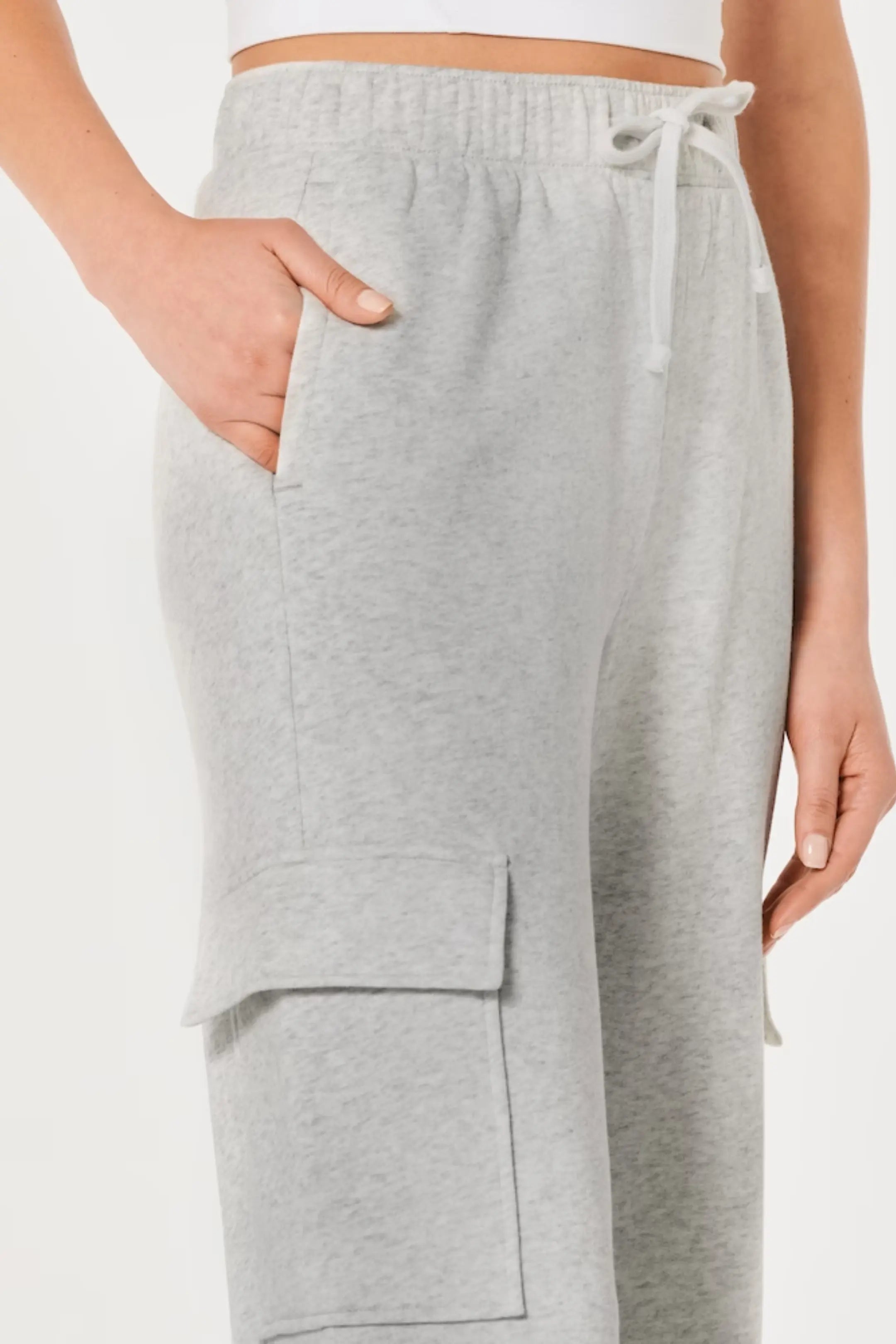 ZARA GREY HIGH WAISTED CARGO SWEATPANT