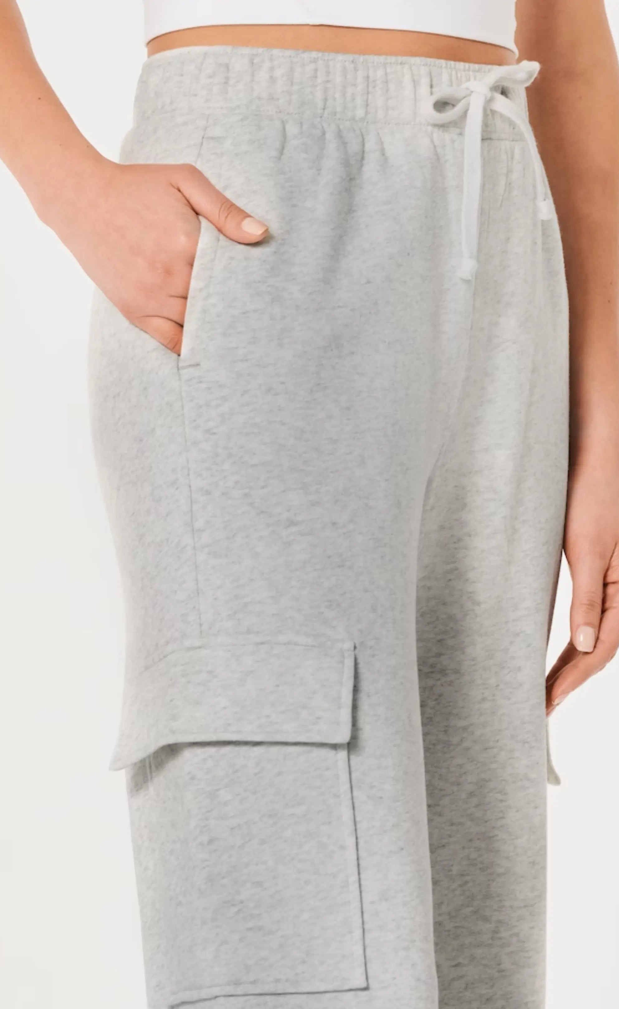 ZARA GREY HIGH WAISTED CARGO SWEATPANT