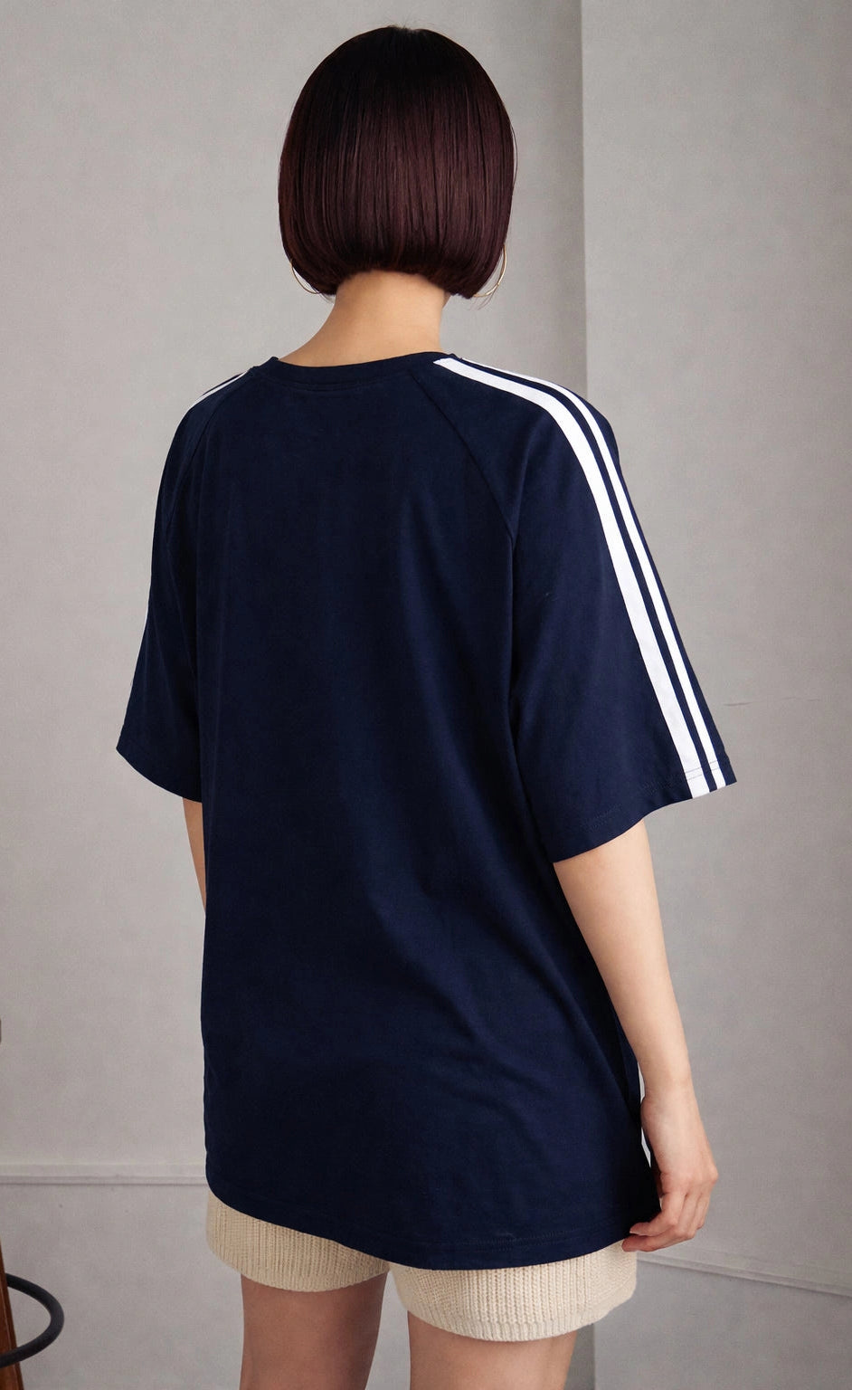 Oversized Stripe T-Shirt - Navy Blue
