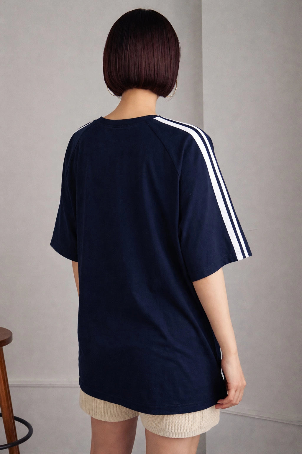 Oversized Stripe T-Shirt - Navy Blue