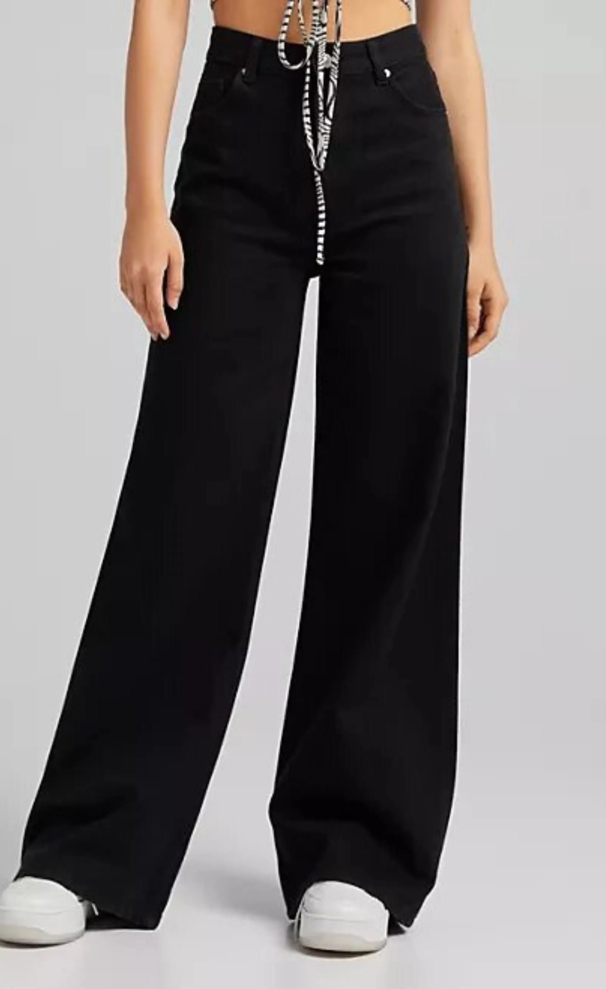 Bershka 90s super wide leg jeans in black