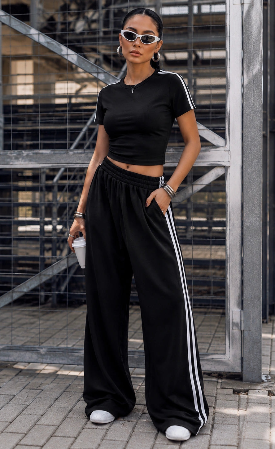 Essential Stripe Co-Ord Set | Black