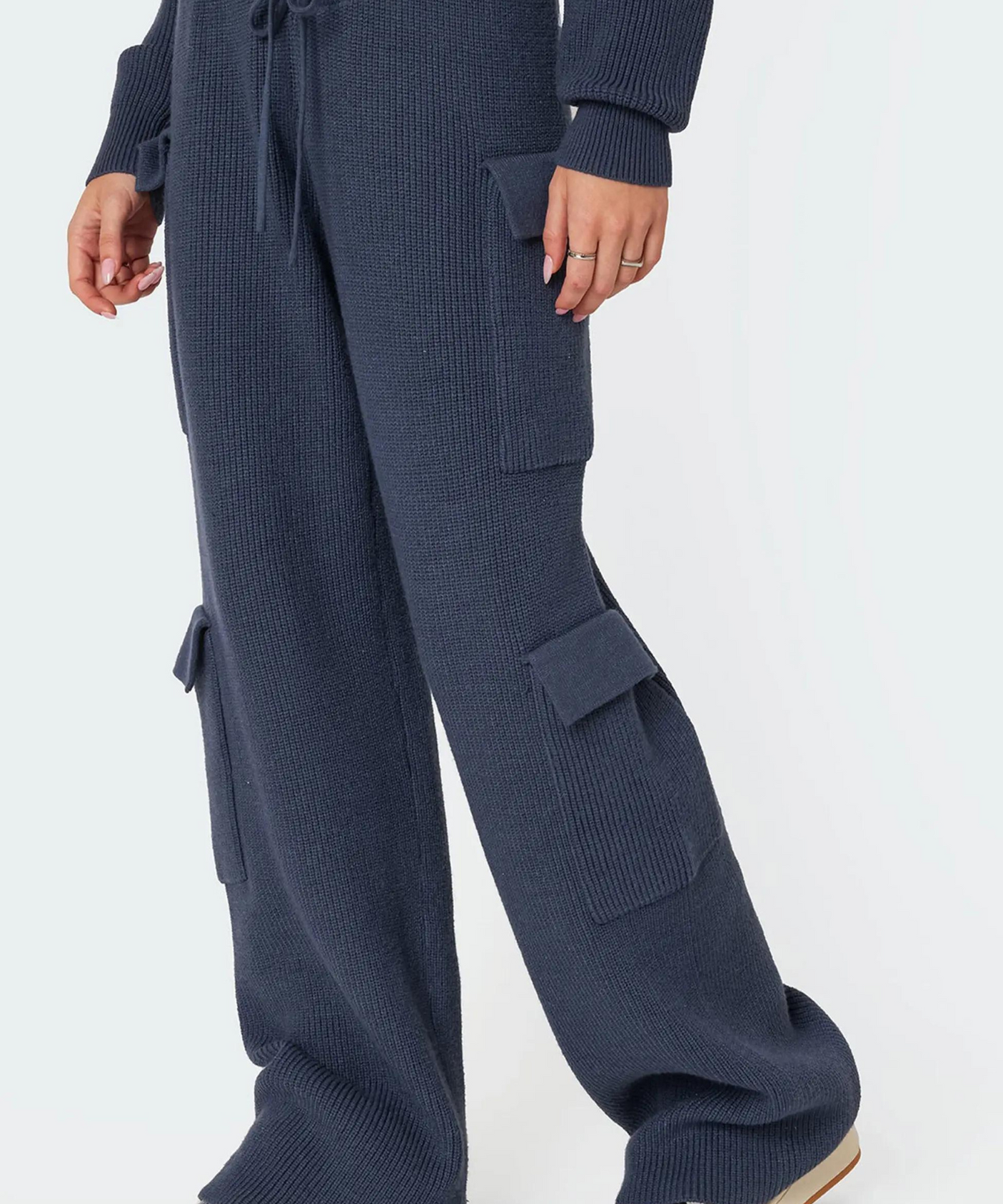 D600 DOUBLE POCKET WIDE LEG CARGO TROUSER - NAVY BLUE