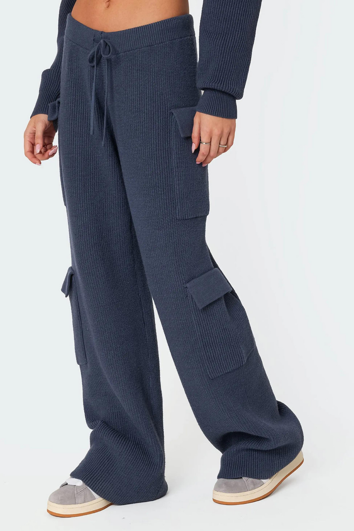 D600 DOUBLE POCKET WIDE LEG CARGO TROUSER - NAVY BLUE