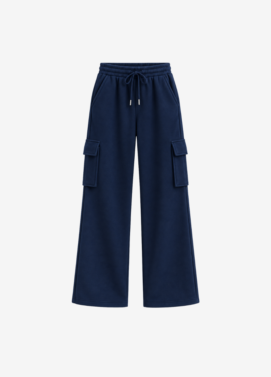 Baggy Wide Leg Trouser | Navy Blue