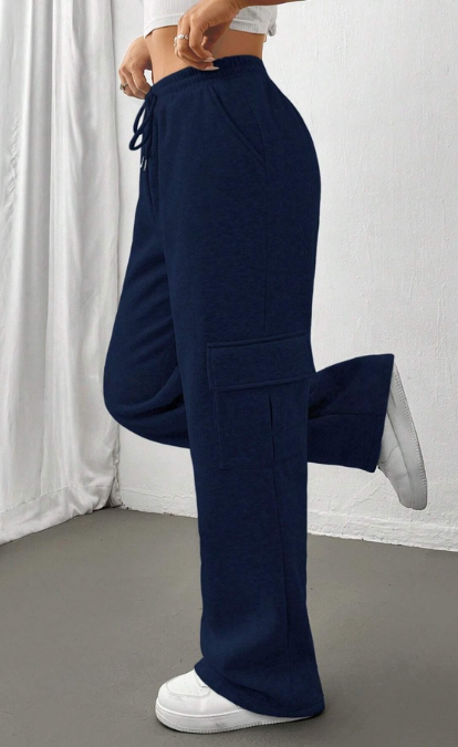 ZARA NAVY BLUE HIGH WAISTED CARGO SWEATPANT