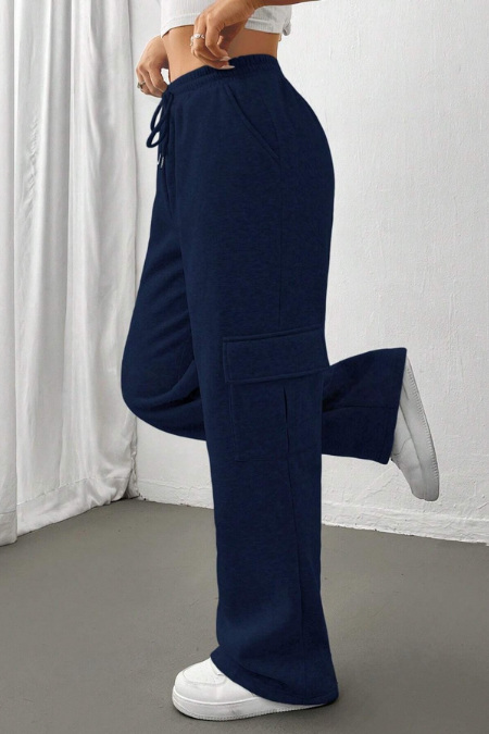 ZARA NAVY BLUE HIGH WAISTED CARGO SWEATPANT