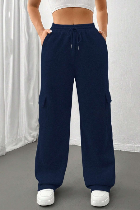 ZARA NAVY BLUE HIGH WAISTED CARGO SWEATPANT