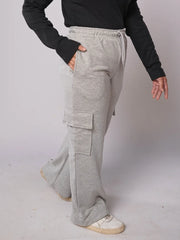 D600 - Grey Wide Leg Cargo Trousers