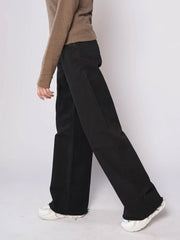 D600 - High Rise Frayed Hem Wide Leg Jeans