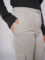 D600 - Grey Wide Leg Cargo Trousers