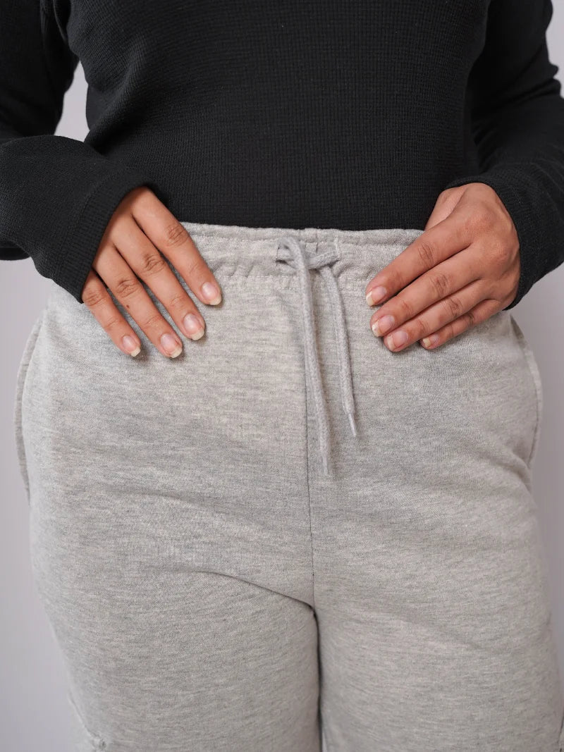 D600 - Grey Wide Leg Cargo Trousers