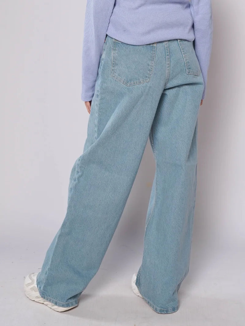 D600 - Vintage Blue High Waist Wide Leg Jeans