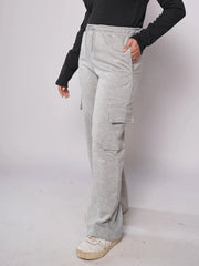 D600 - Grey Wide Leg Cargo Trousers