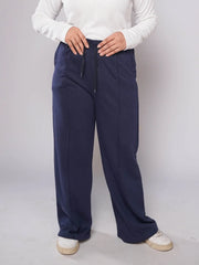 D600 - Navy Blue Wide Leg Trousers