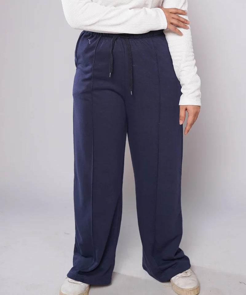 D600 - Navy Blue Wide Leg Trousers