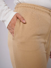 D600 - Beige Wide Leg Slit Trousers