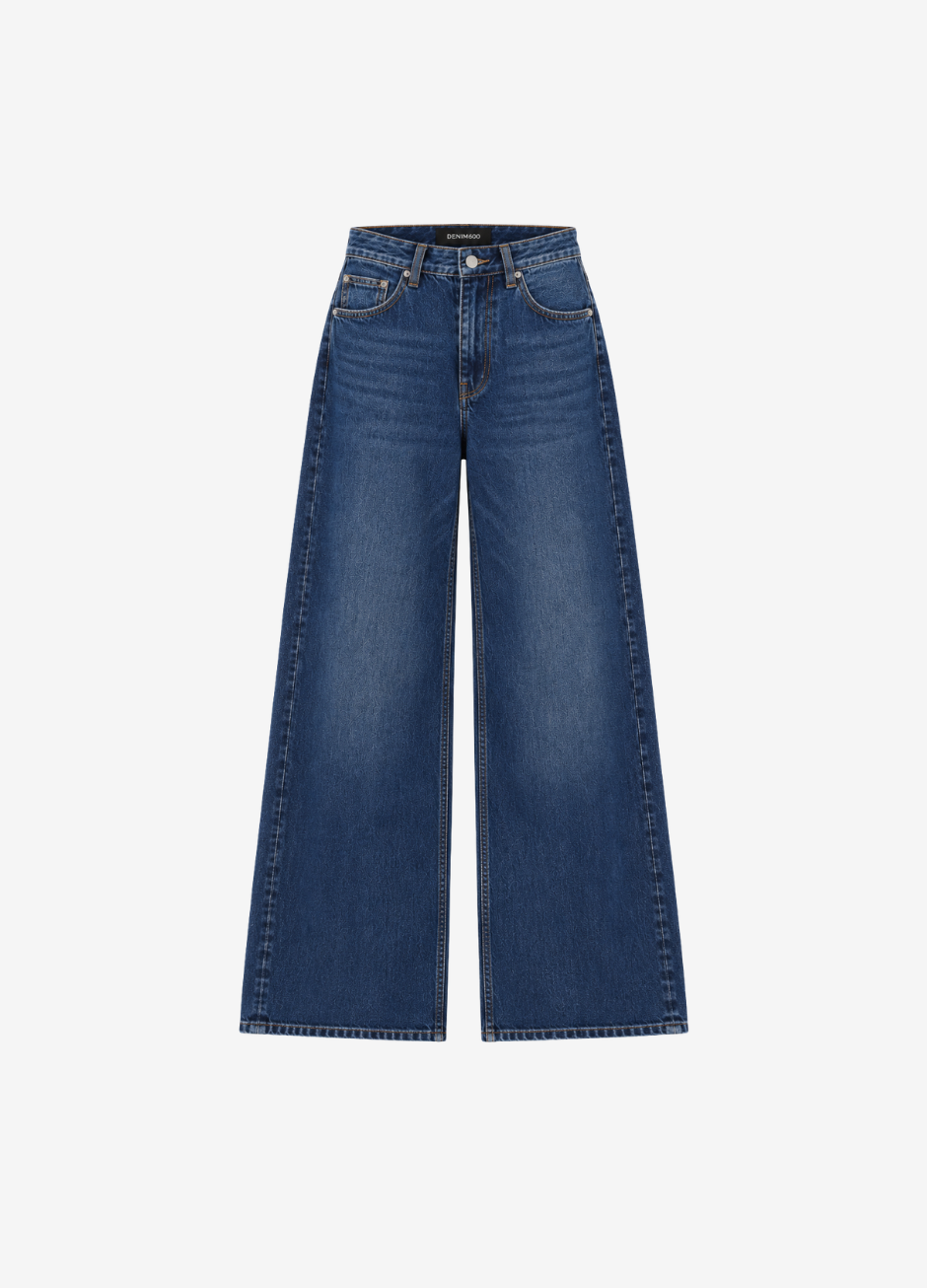 D600 High Waist Wide Leg Jeans | Dark Blue Wisker