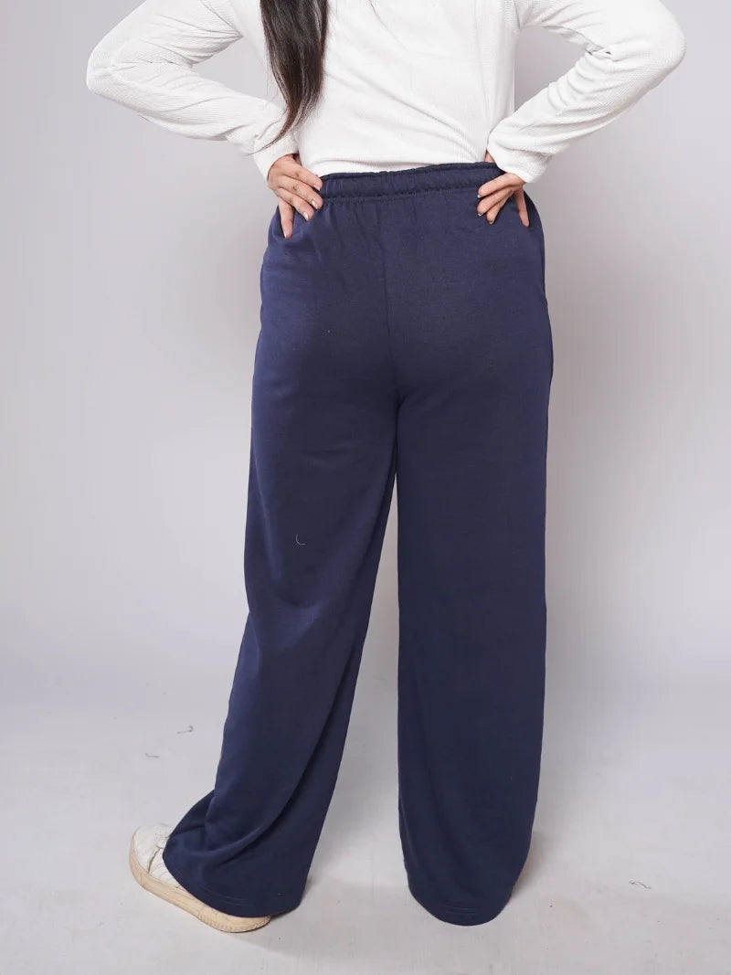 D600 - Navy Blue Wide Leg Trousers