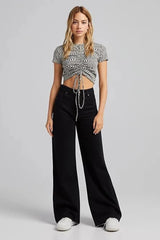 Bershka 90s super wide leg jeans in black