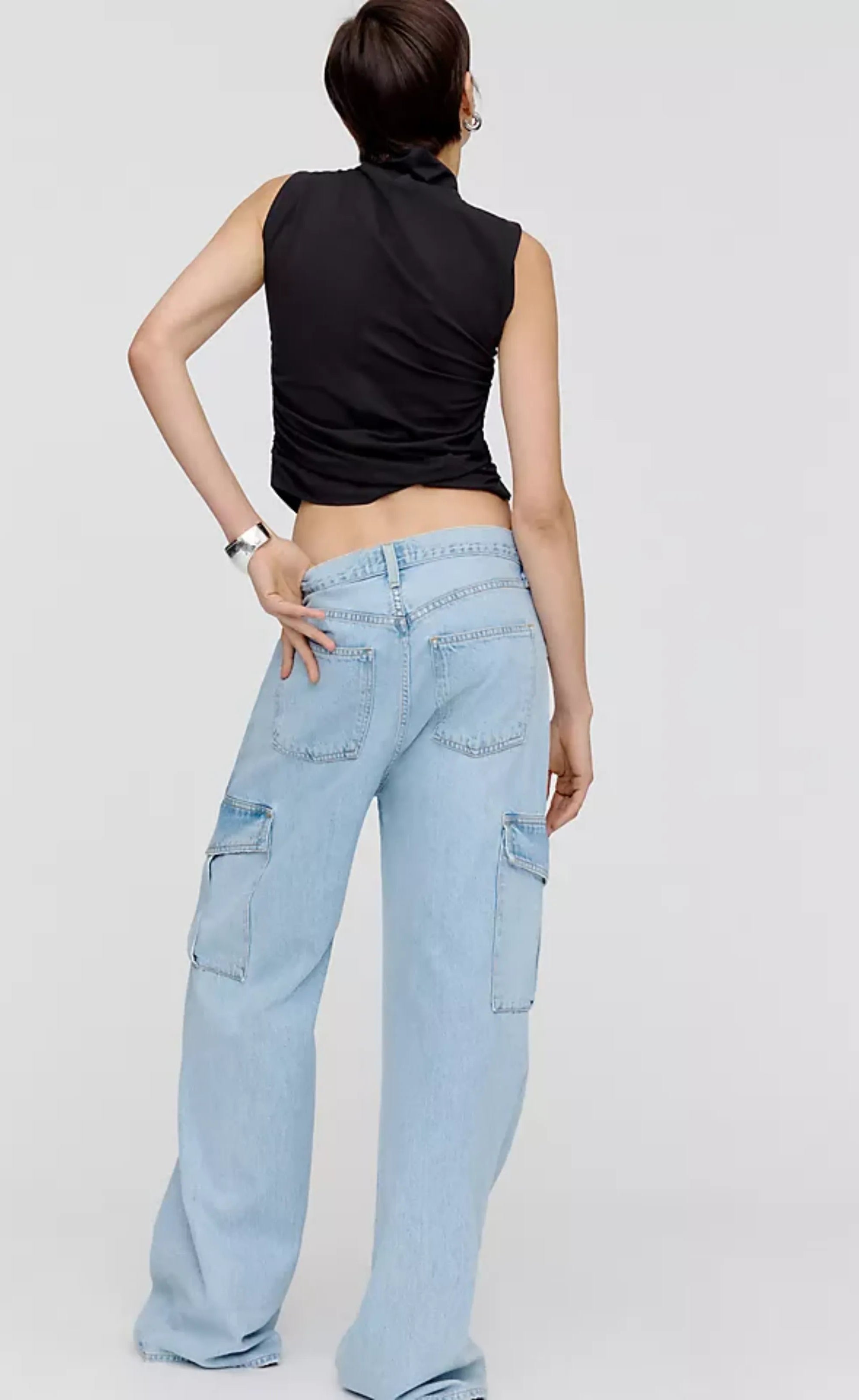 HM High-Rise Wide-Leg Cargo Jeans