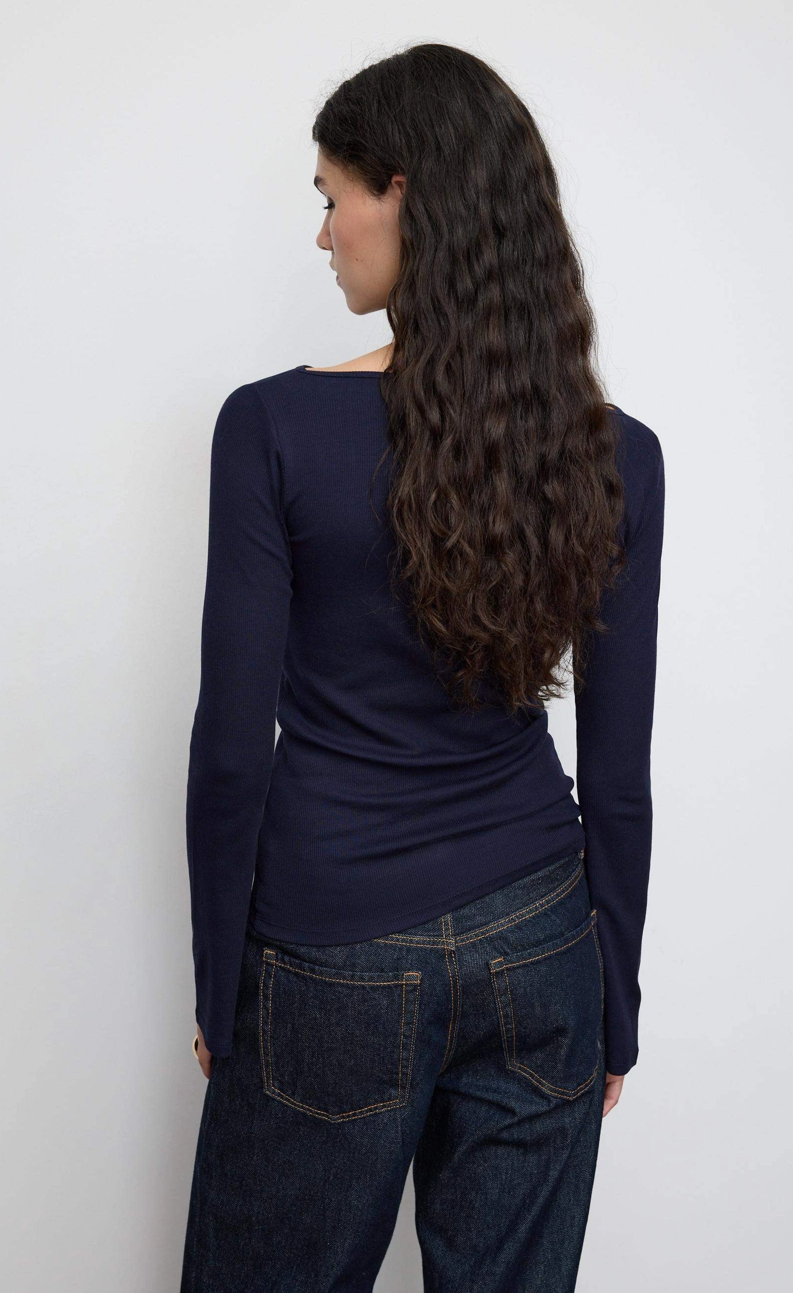 Bell Sleeve T-Shirt - Navy Blue