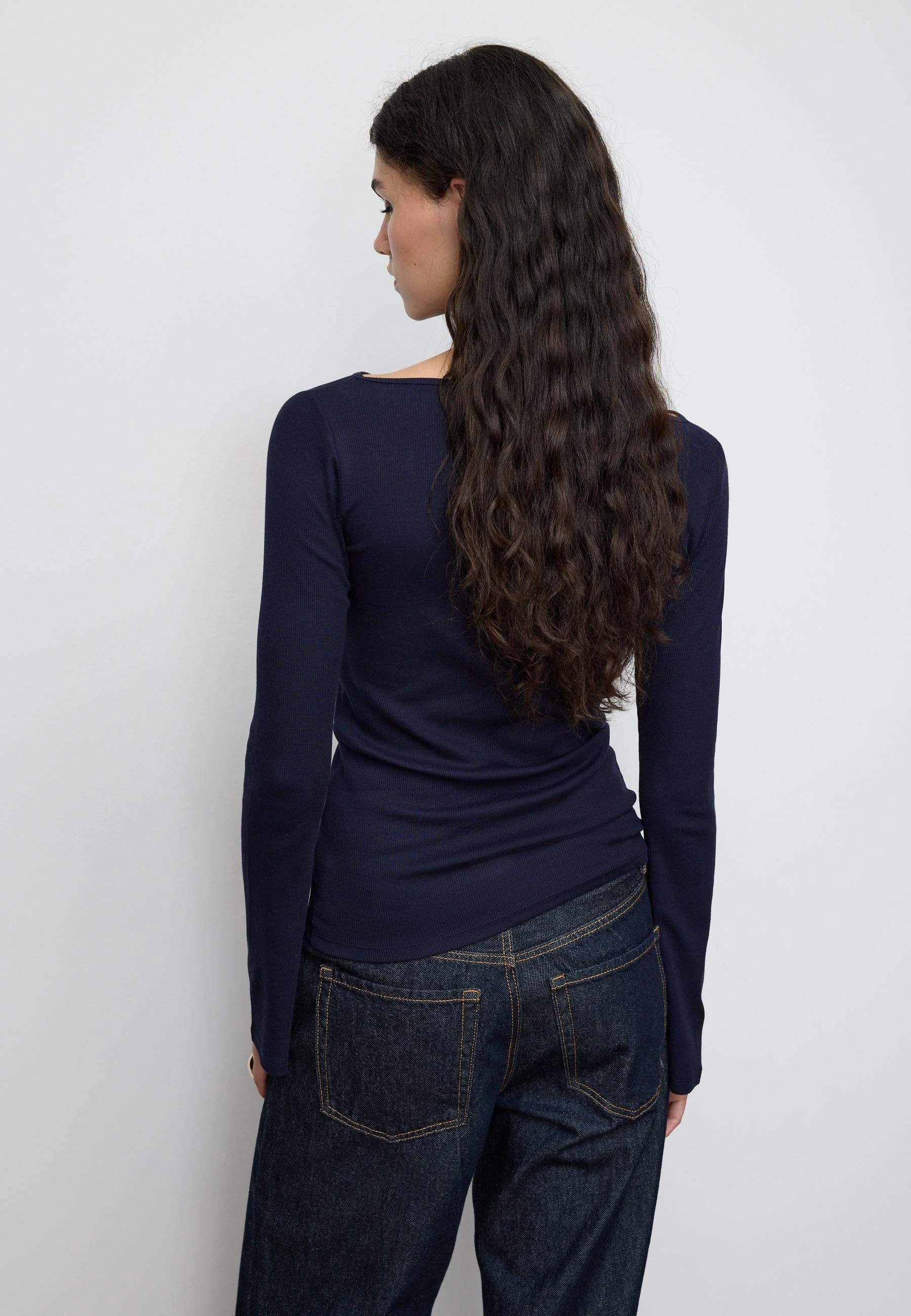 Bell Sleeve T-Shirt - Navy Blue