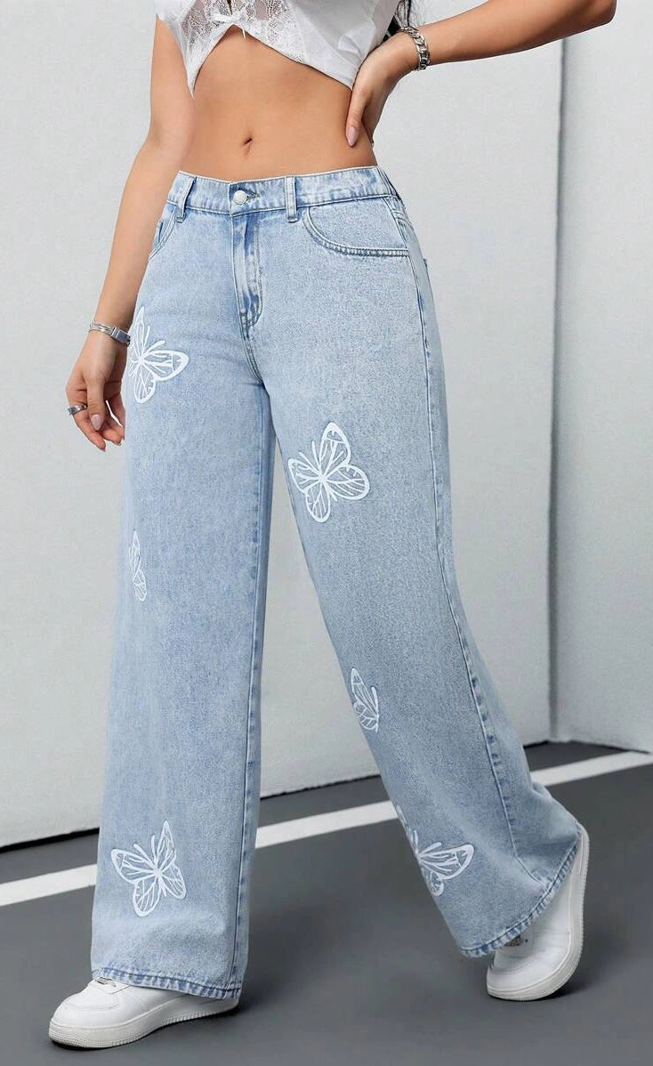 D600 Blue Bloom Wide-Leg Jeans (MINOR FAULT)
