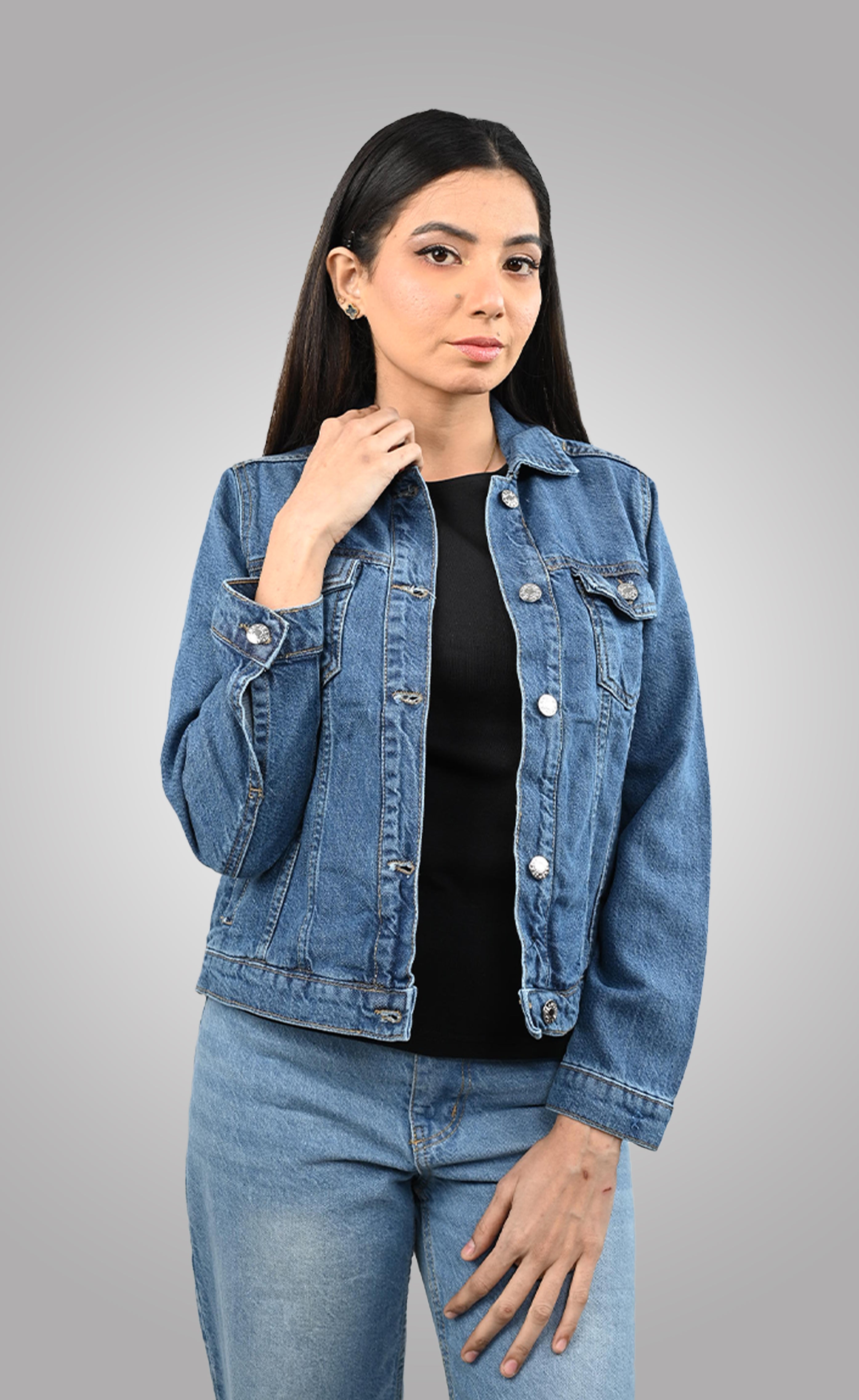 Classic Women's Denim Jacket | Mid Blue