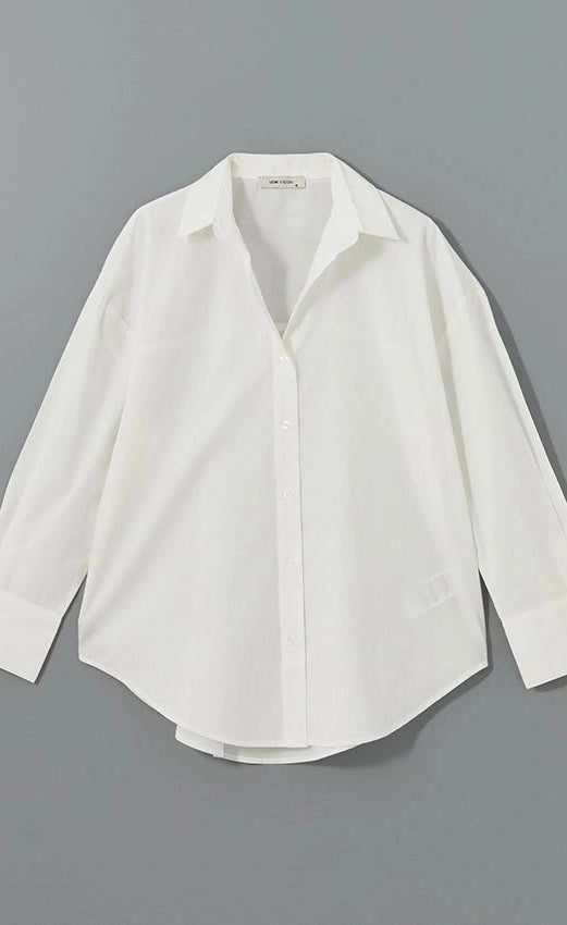 D600 Oversized Essentials Shirt – Beige White