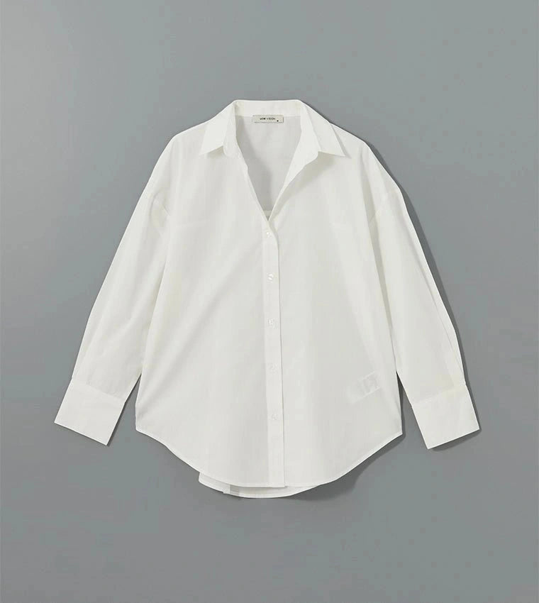 D600 Oversized Essentials Shirt – Beige White