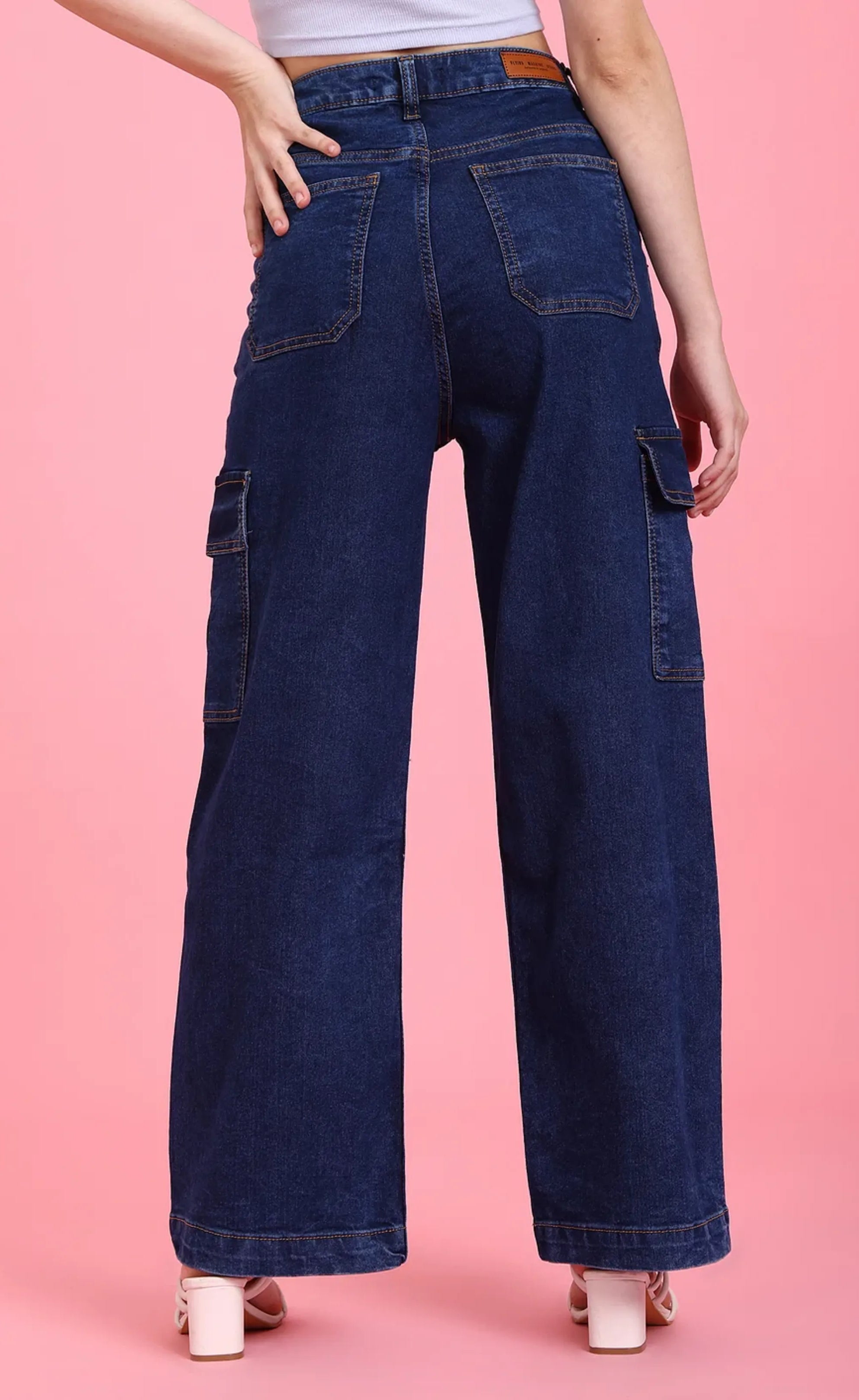 High Rise Wide Leg Cargo Jeans