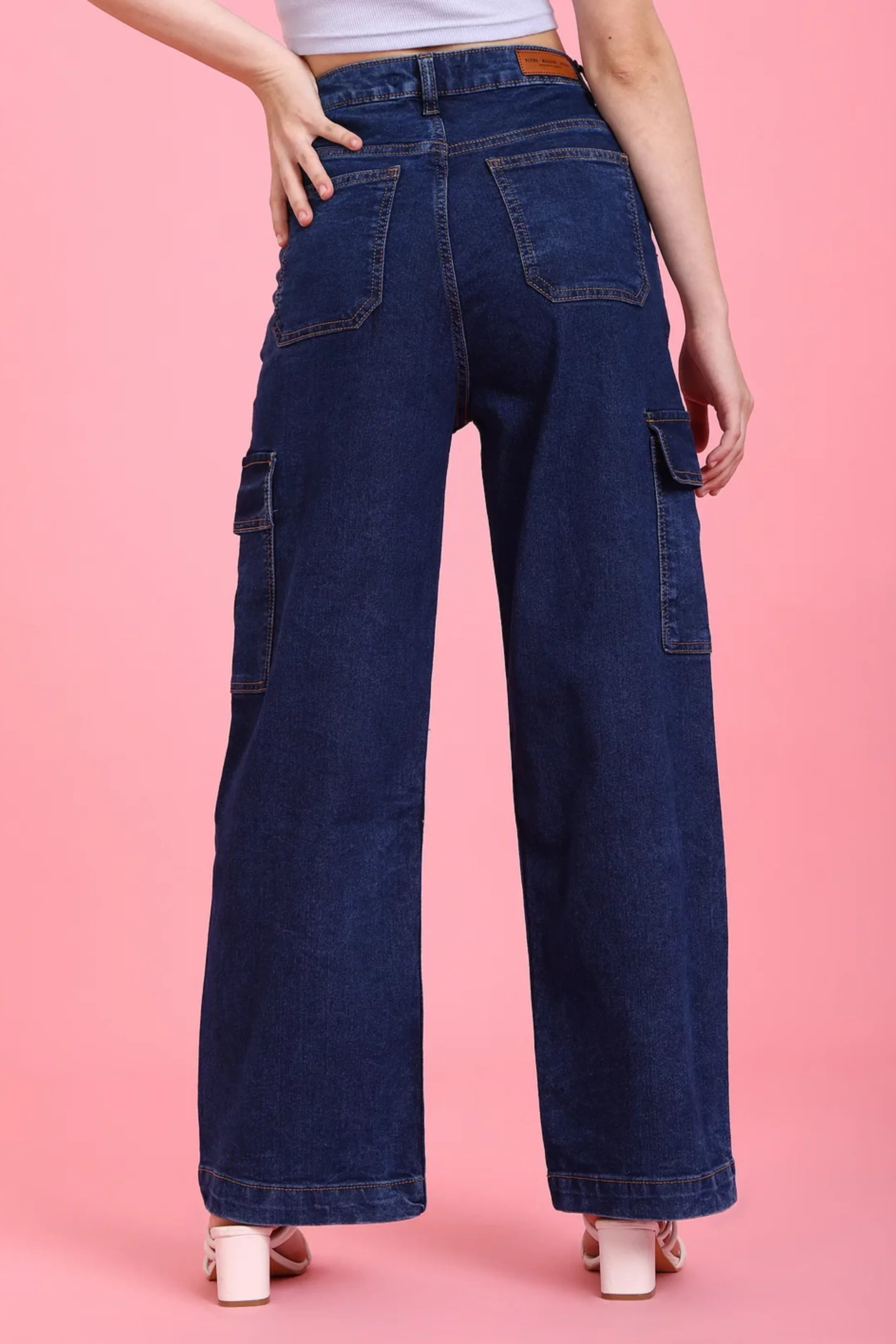 High Rise Wide Leg Cargo Jeans