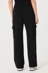 ZARA PURE BLACK HIGH WAISTED CARGO SWEATPANT