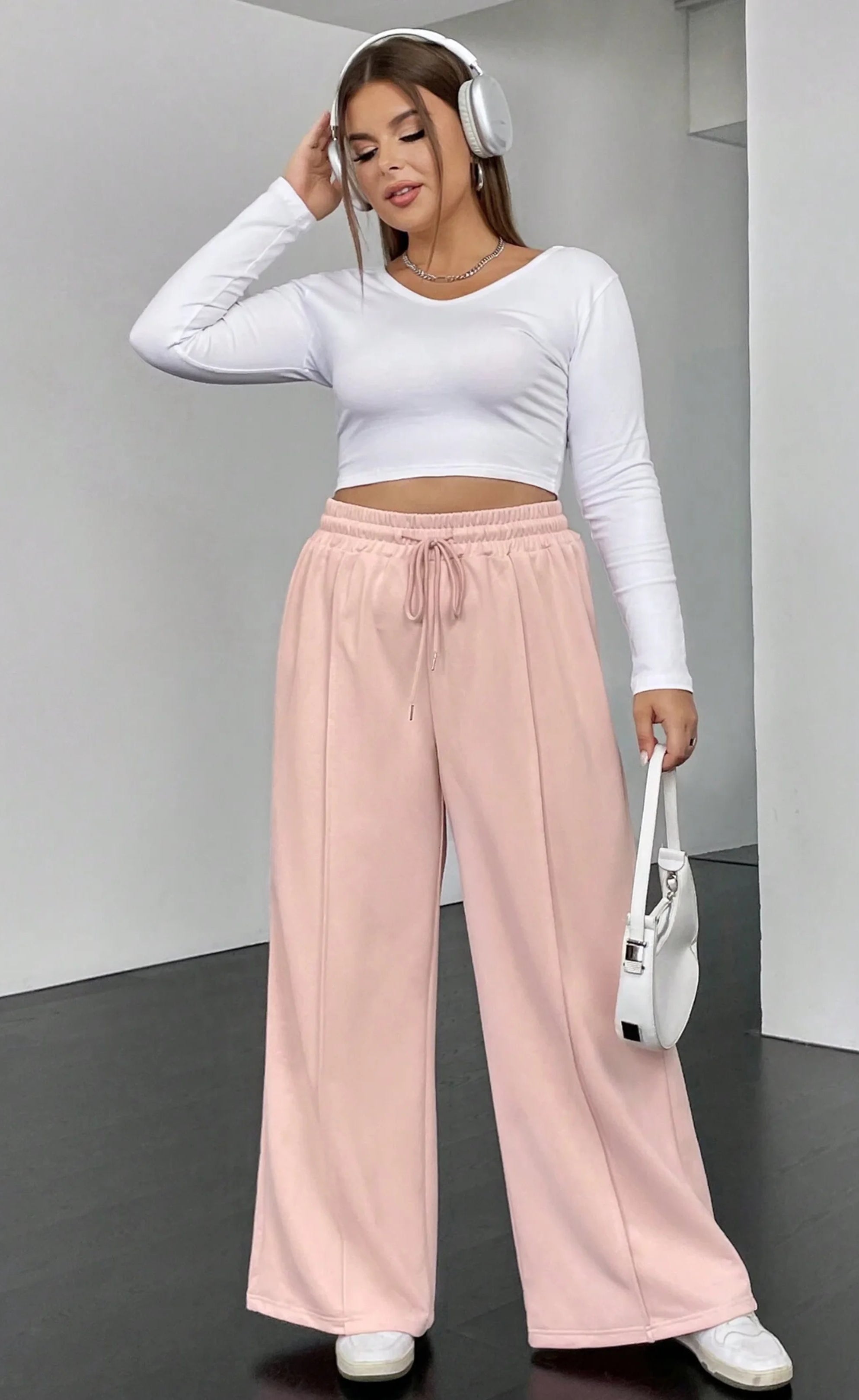 Light Pink Wide Leg Seam Trousers