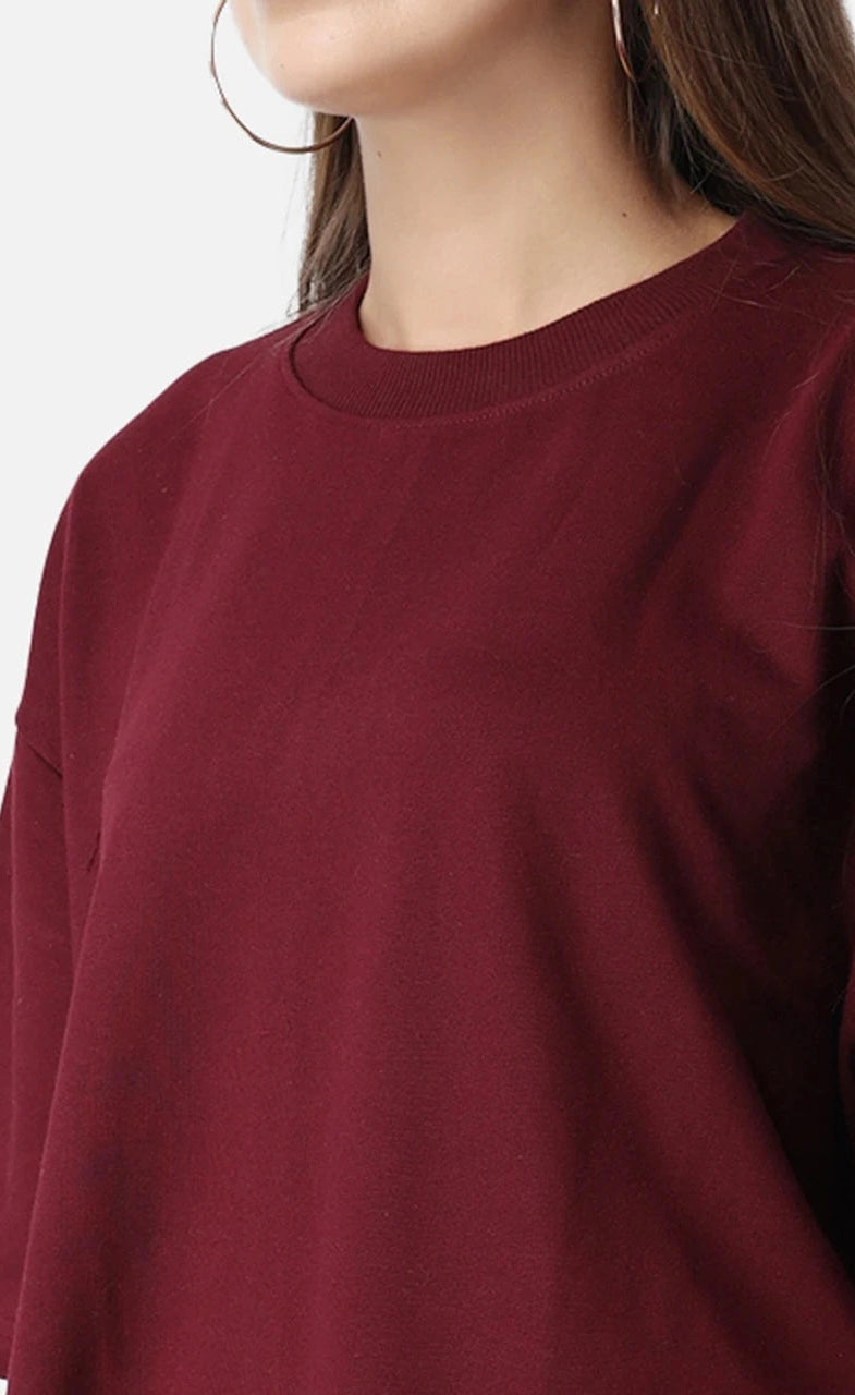 Basic Oversized Tee - Maroon