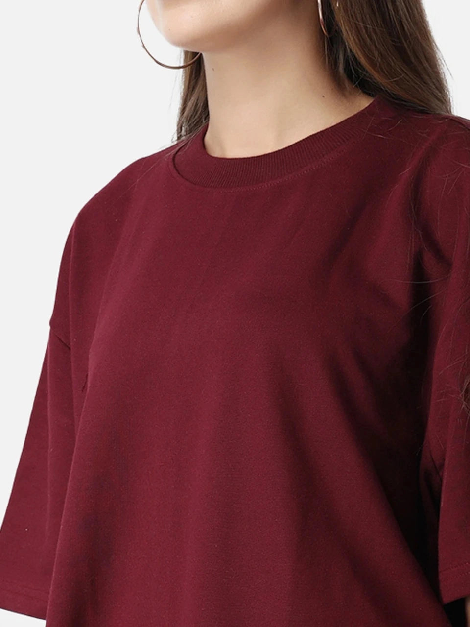 Basic Oversized Tee - Maroon