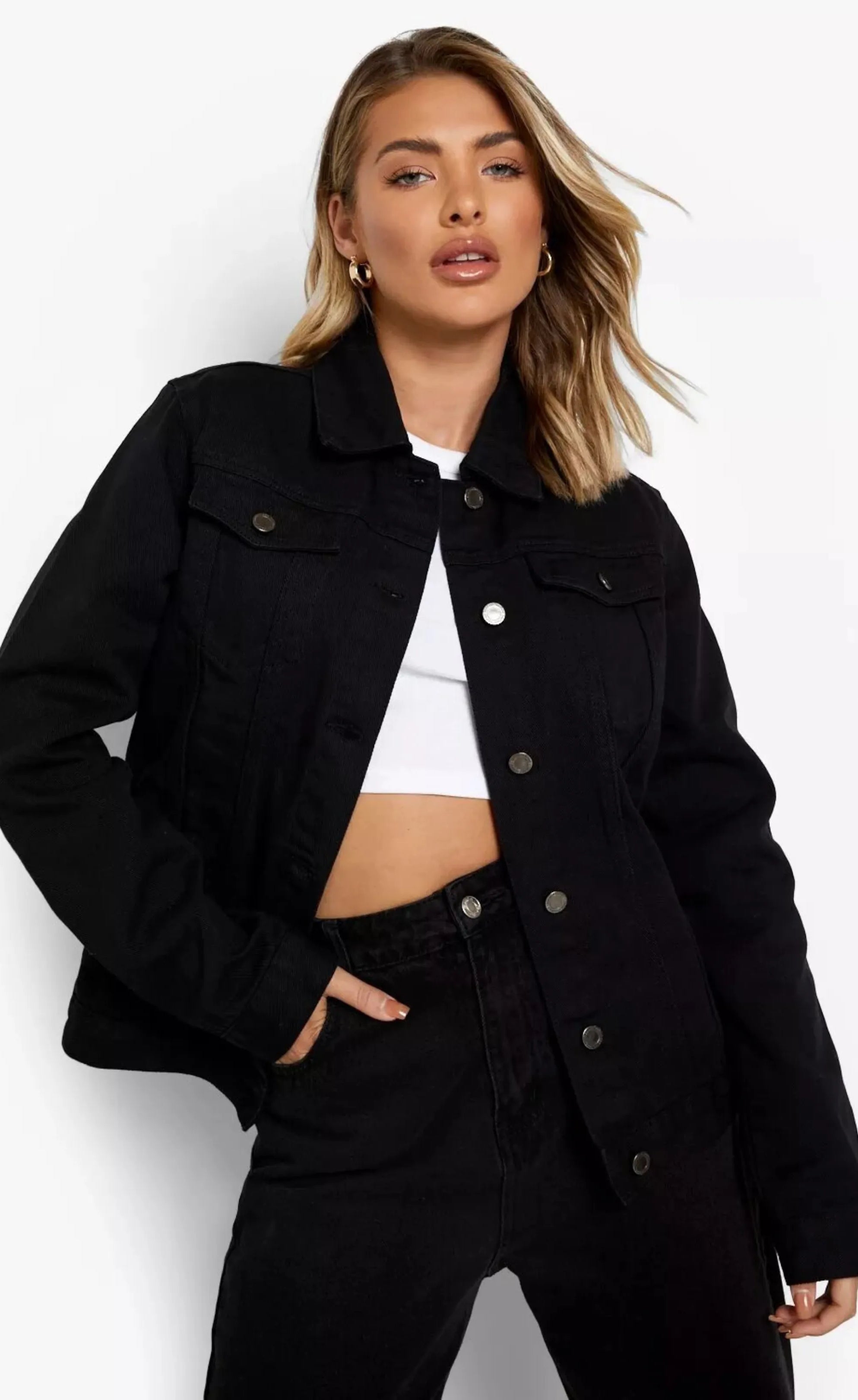 D600 Pure Black Denim Jacket