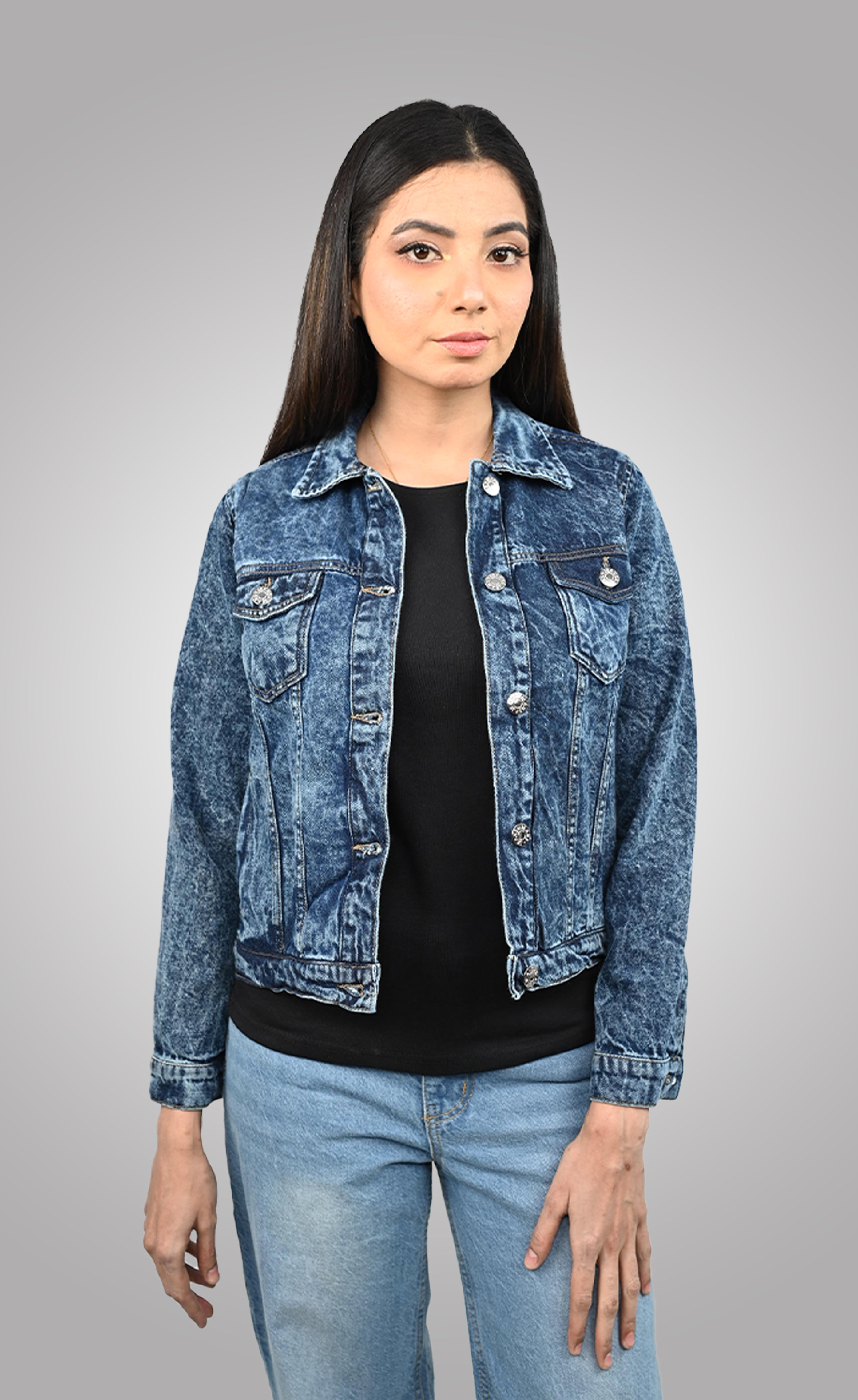 Classic Women's Denim Jacket | Acid Blue