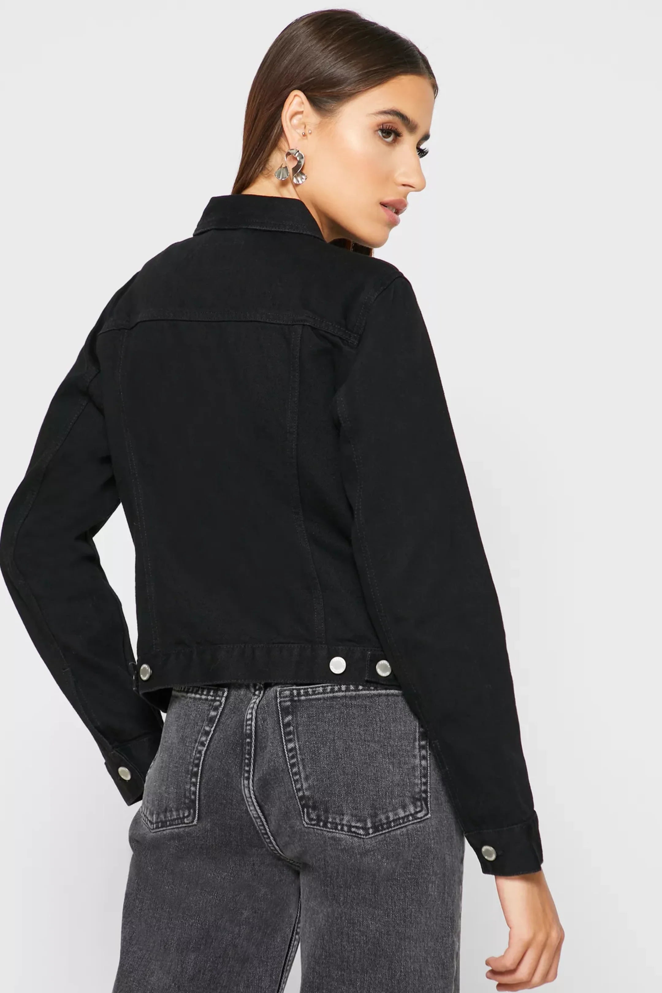 D600 PURE BLACK DENIM JACKET